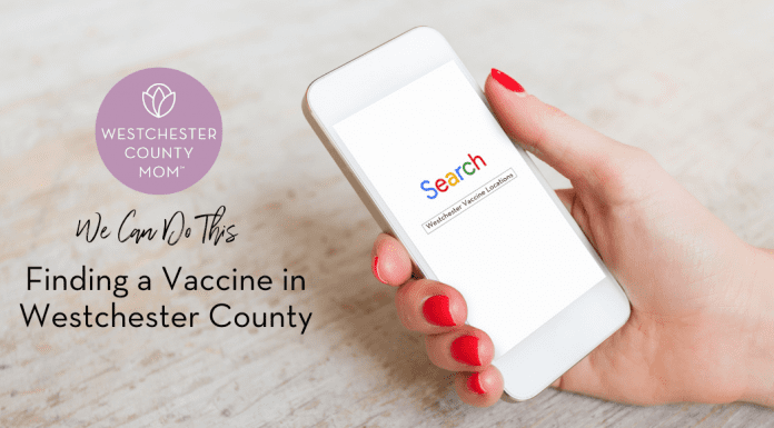 searching Westchester vaccine locations on a phone.