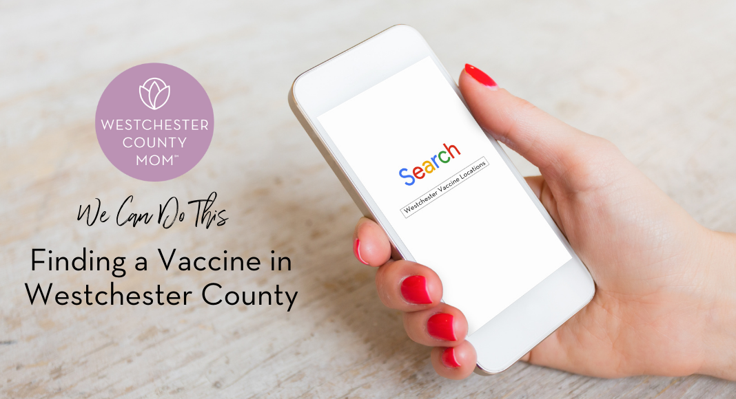 searching Westchester vaccine locations on a phone.