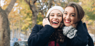 A Forever Friend Best friends embracing.