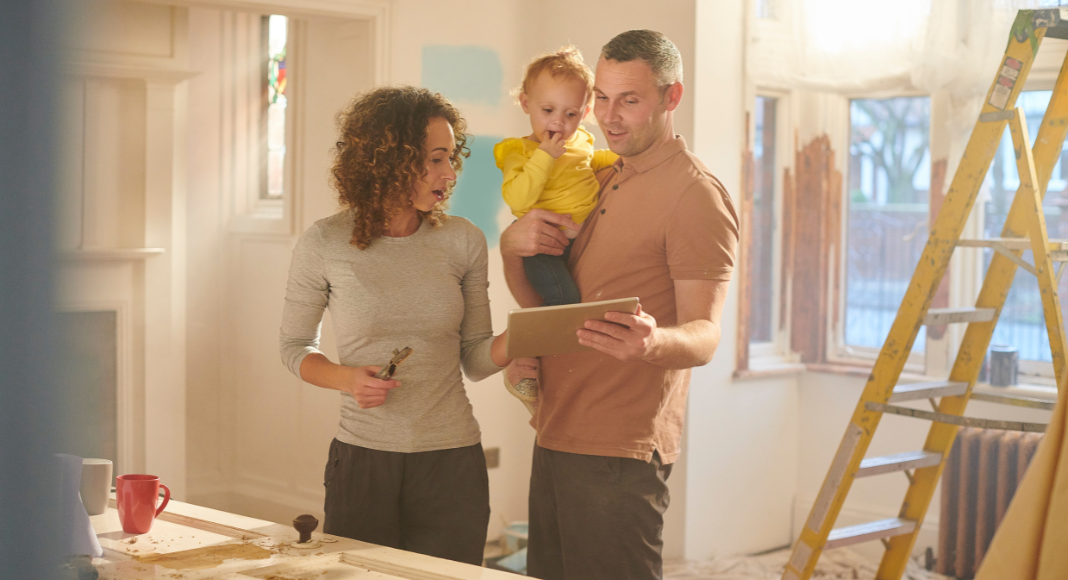 A family discussing home improvement.