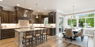 Out With the Old in With the New Design Trends A design trend kitchen and eating area.