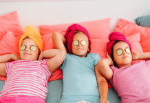 Girls at a sleepover.
