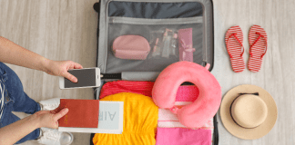 Packing for a trip.