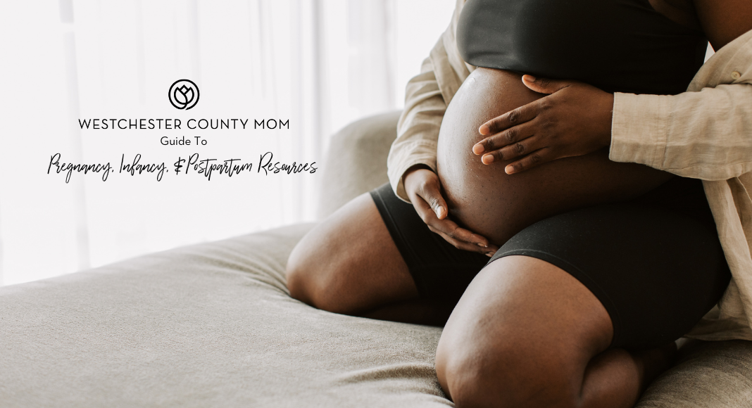 GUIDE featured image A pregnant woman holding her belly for the pregnancy, infancy, and postpartum guide.