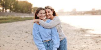 My Daughter Is Leaving for College and I Don’t Feel a Loss A mother hugging her daughter on the beach.