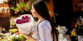 I Can Buy Myself Flowers A woman buying flowers.