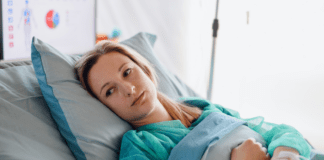 Mom Recovery: How To Prep So You Can Heal A woman laying in bed after surgery.