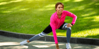 Motivation and the Mom A woman stretching for exercise.