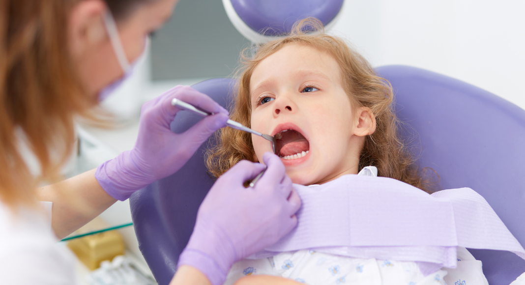 pediatric care A girl getting a dental exam.