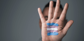 I’m Not a Mom Anymore A hand painted with transgender stripes.