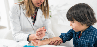 He Survived, But I Won’t Stop Fighting A doctor testing a child for allergies.