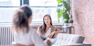 A woman in a therapy session.
