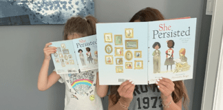 Women’s Equality Day – Get Ready to Vote Like a Mother Girls holding up books about women's equality.