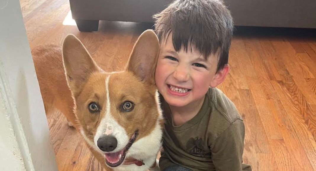 A boy and his dog.