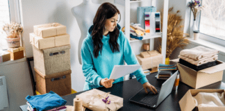 A woman running her business.
