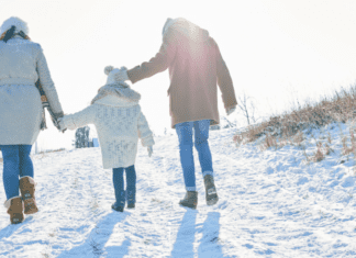 Winter Break Staycation Ideas for Families in and Around Westchester County A family on a winter hike.