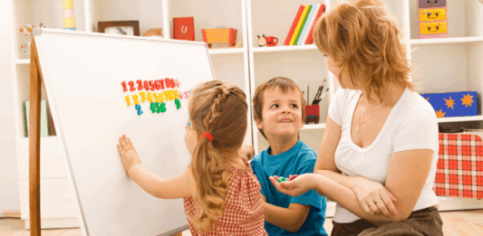 A mom going back to work as a preschool teacher.