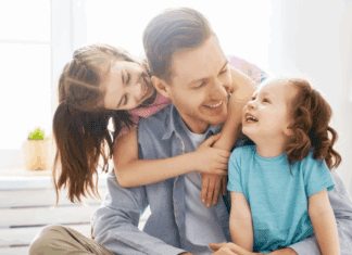 Girls with their dad.