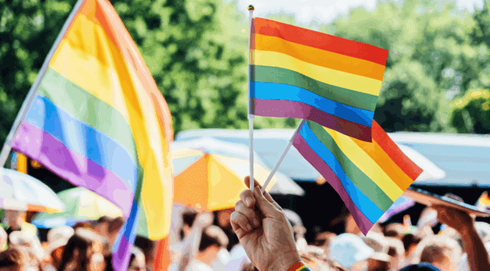 Have Pride Celebrating Pride Month with flags.