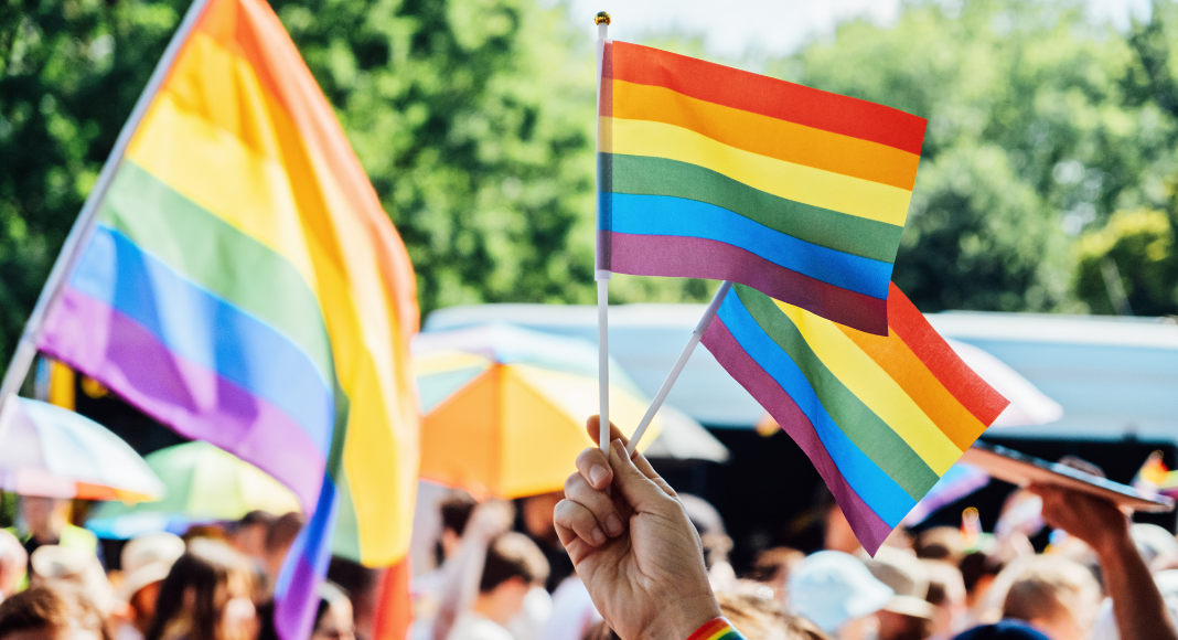 Celebrating Pride Month with flags.