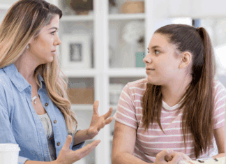 A mom getting frustrated with her college-aged daughter.