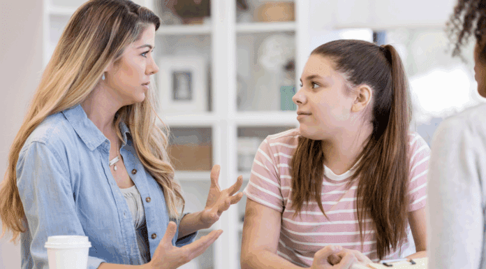 A mom getting frustrated with her college-aged daughter.