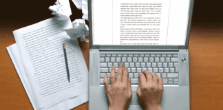 A writer typing.