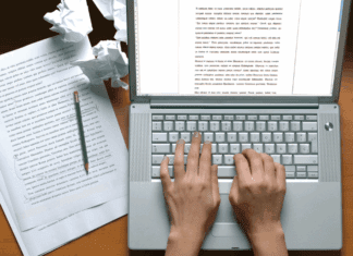A writer typing.