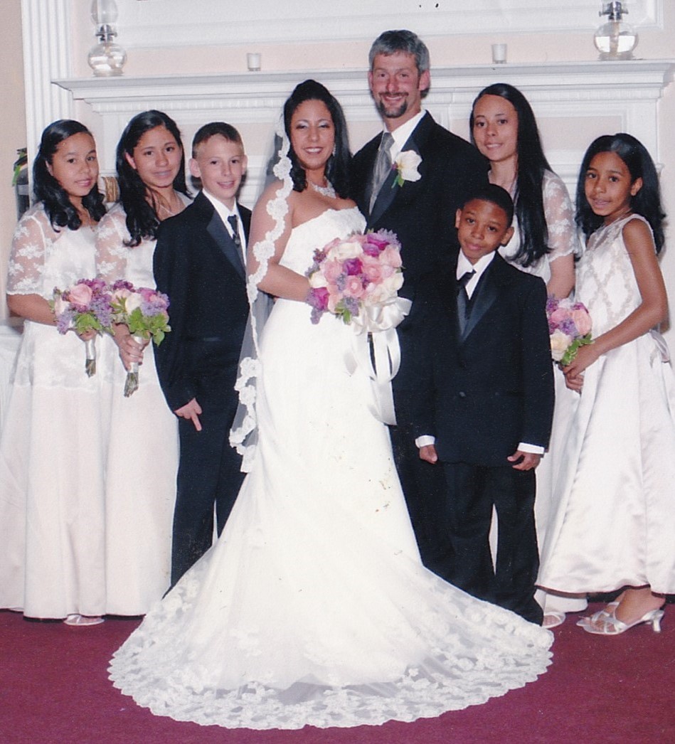A blended family on the wedding day.