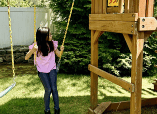A girl on a swing.