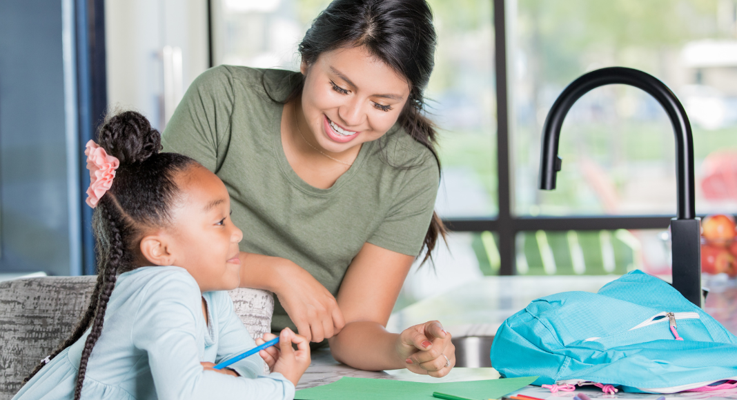 A nanny with a child.