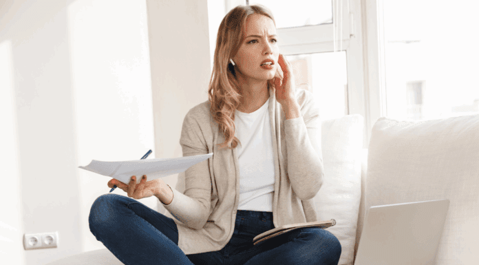 A woman on the phone.