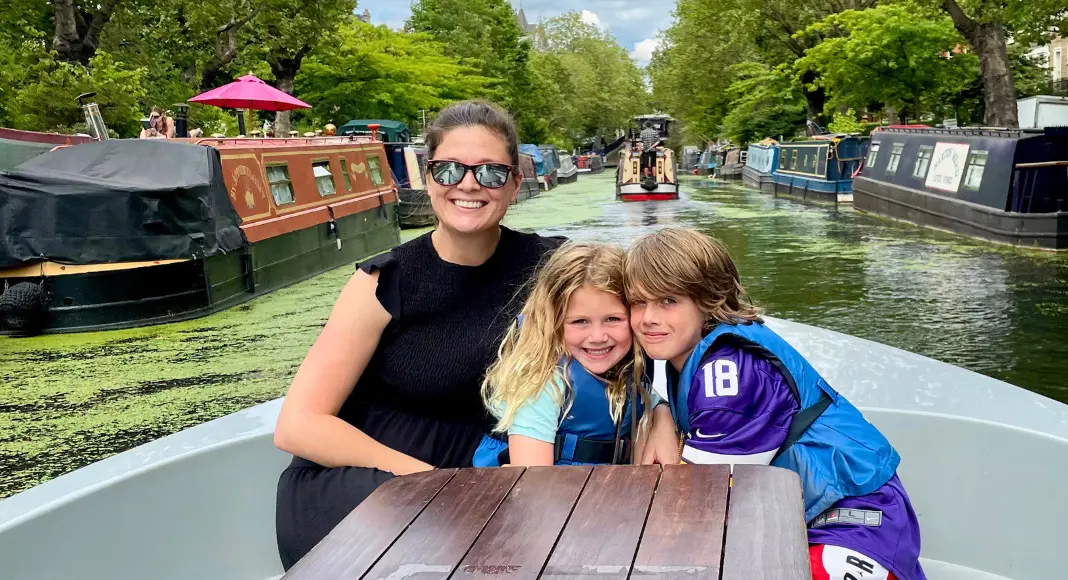 Jess H and Kids on a river boat in London