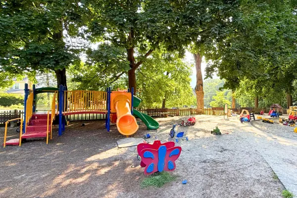 Playground at Cold Spring’s Tiny Tots Park, a family spot in Westchester river towns