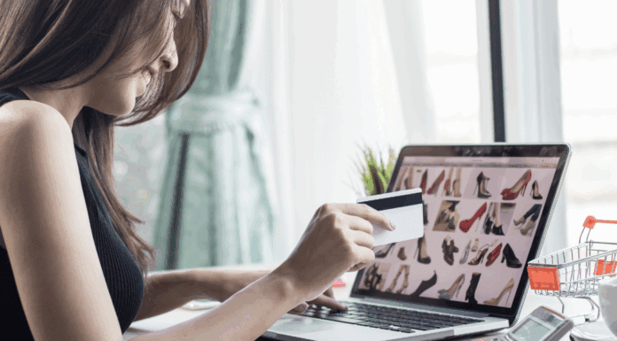 A woman impulse buying online.