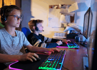 Monitoring Your Child’s Online Activity Kids playing online on computers.