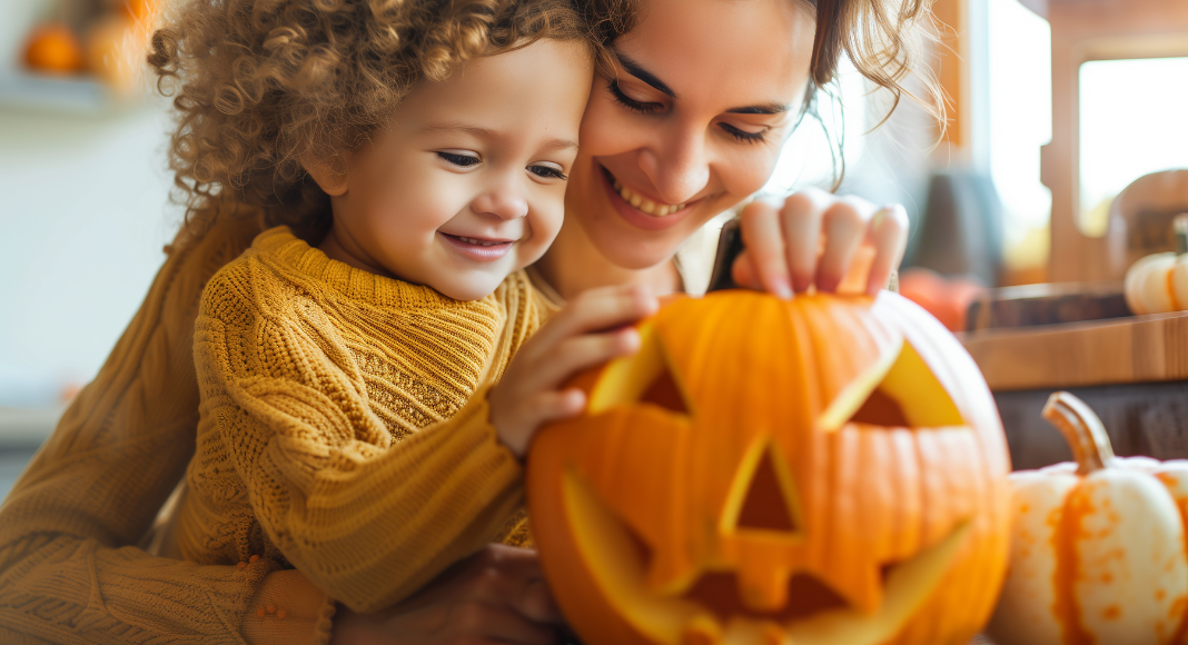 Carving a pumpkin.