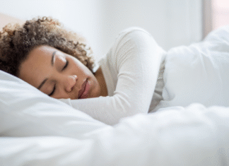 A woman sleeping.