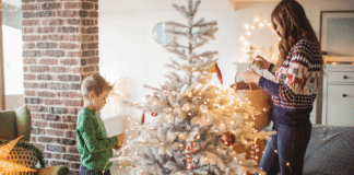 Decorating for Christmas.