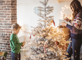 Decorating for Christmas.