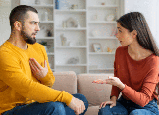From Blame to Understanding: The Art of Listening and Emotional Connection A couple having a serious conversation.