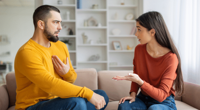From Blame to Understanding: The Art of Listening and Emotional Connection A couple having a serious conversation.