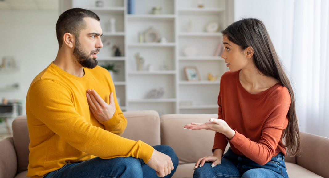 A couple having a serious conversation. 
