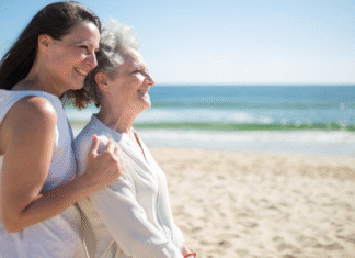 The matriarch of the family at the beach.
