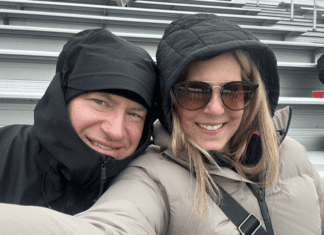 Do I Watch Birds Now? The Empty Nest: Meet Sherrie A couple bundled up on the bleachers.