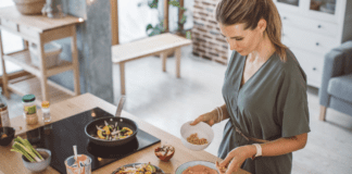 Spring Check In A woman making a healthy meal.
