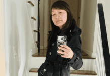 Spring Style: 3 Easy Wardrobe Refreshes A mom taking a picture with her phone of her spring fashion.