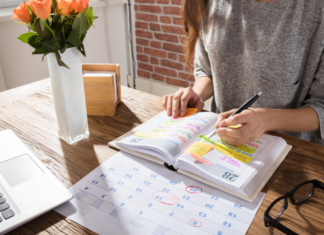 A woman planning.