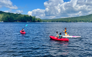 Kayaking on the lake.