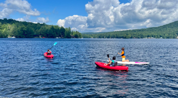 Kayaking on the lake.